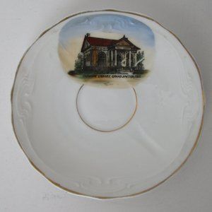 antique color transferware commemorative tea saucer